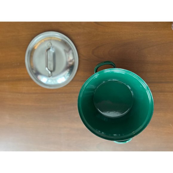 Stahl Vintage Enamelware Pot With Lid Green Germany - Picture 2 of 3